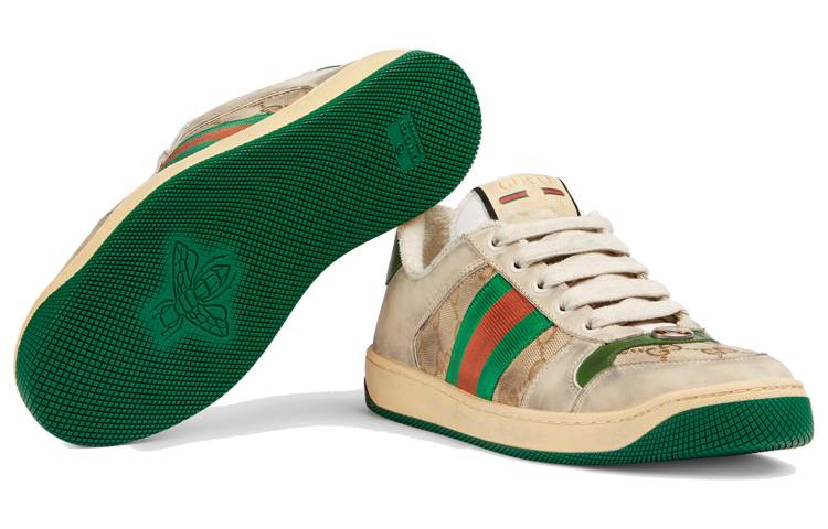 GUCCI 古驰 Screener系列 GG珐琅 做旧款 脏脏鞋 休闲鞋 绿色