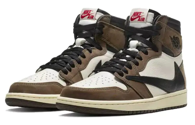 【王源同款】Travis Scott x Air Jordan 1 High OG TS SP 倒钩 深棕 男 女同款#小鬼-王琳凯同款# CD4487-100