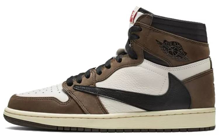 【王源同款】Travis Scott x Air Jordan 1 High OG TS SP 倒钩 深棕 男 女同款#小鬼-王琳凯同款# CD4487-100