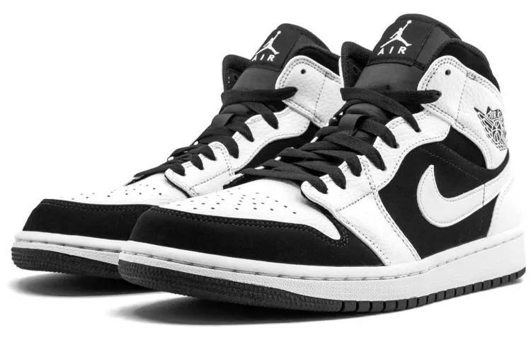 乔丹 Air Jordan 1 MID 中帮黑白熊猫 篮球鞋 554724-113