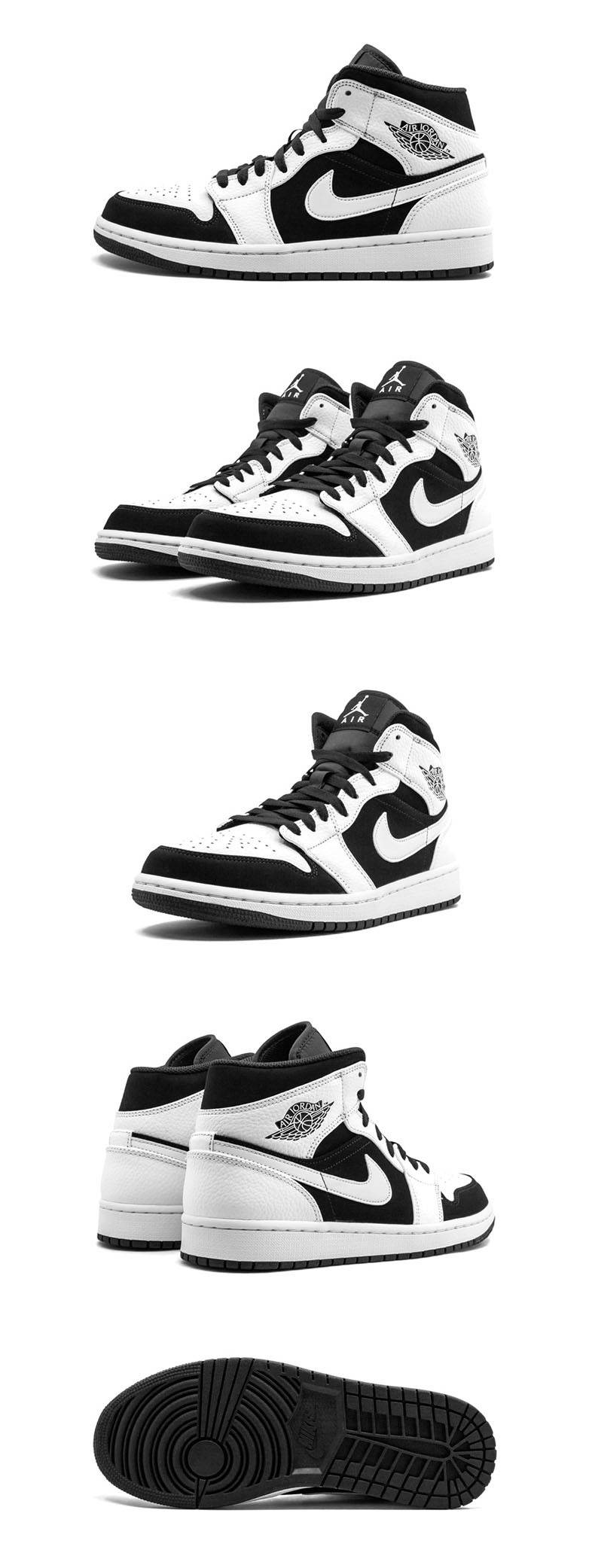 篮球鞋, 球鞋, Air Jordan 1 Mid, Air Jordan 1 - 乔丹 Air Jordan 1 MID 中帮黑白熊猫 篮球鞋 554724-113