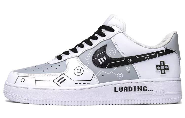 耐克 Nike Air Force 1 空军一号黑白灰电玩 立体按键 Ps5主题 CW2288-111(TeamB-喷涂手绘电玩 黑白灰)