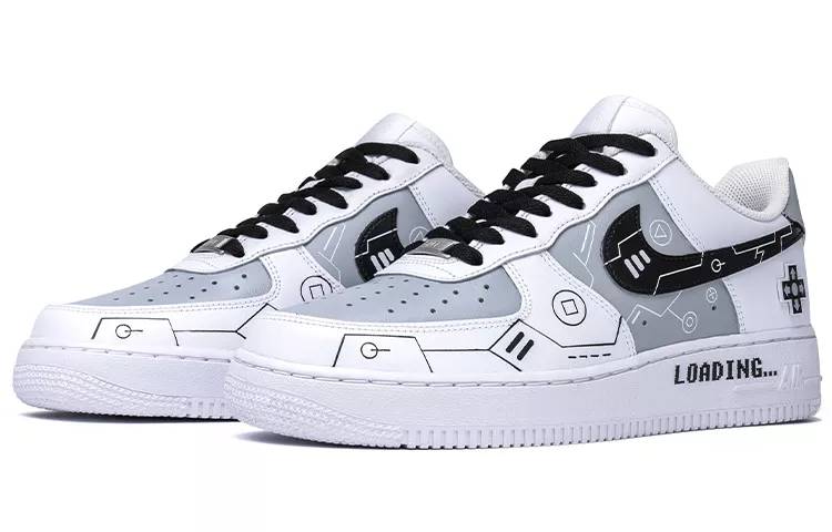 耐克 Nike Air Force 1 空军一号黑白灰电玩 立体按键 Ps5主题 CW2288-111(TeamB-喷涂手绘电玩 黑白灰)