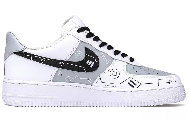 耐克 Nike Air Force 1 空军一号黑白灰电玩 立体按键 Ps5主题 CW2288-111(TeamB-喷涂手绘电玩 黑白灰)