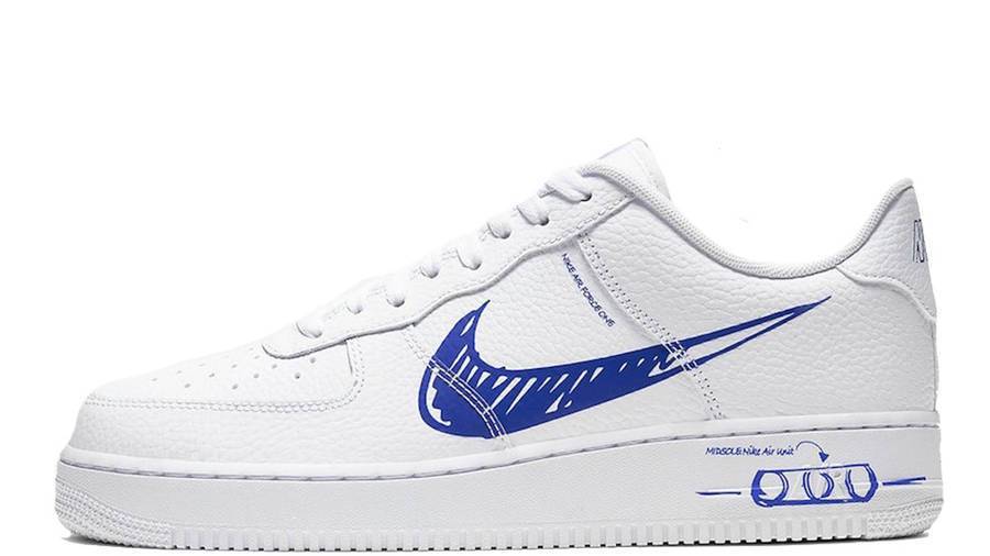 耐克 Nike Air Force 1 Low Sketch White Royal 空军一号 蓝白 涂鸦 CW7581-100