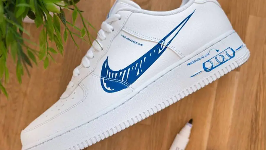 空军一号, Nike Air Force 1 Low, Nike Air Force 1, Air Force 1 Low, Air Force 1 - 耐克 Nike Air Force 1 Low Sketch White Royal 空军一号 蓝白 涂鸦 CW7581-100