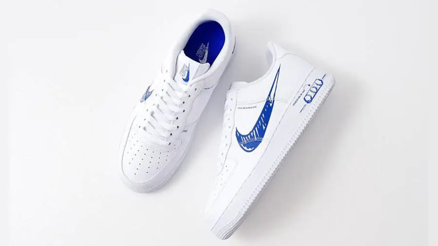 耐克 Nike Air Force 1 Low Sketch White Royal 空军一号 蓝白 涂鸦 CW7581-100