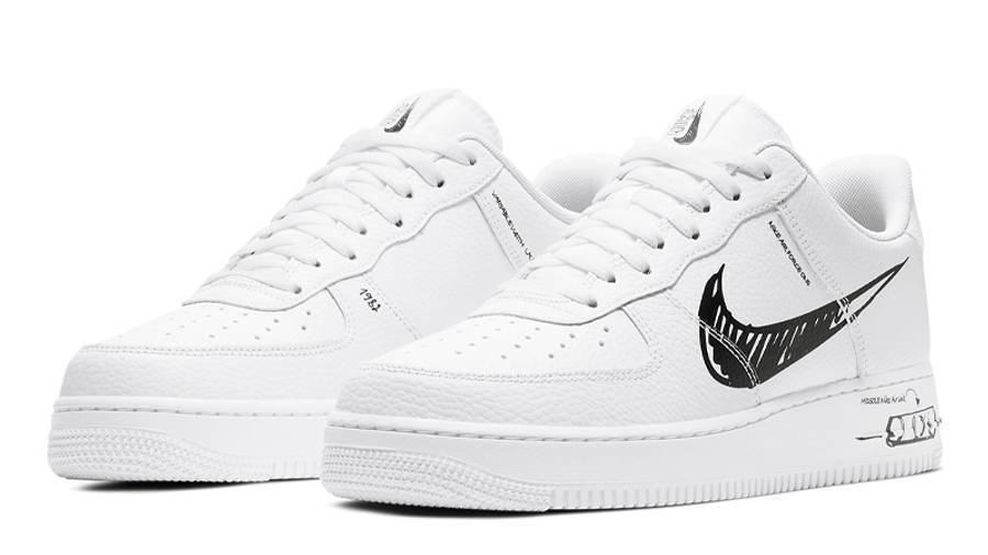 耐克 Nike Air Force 1 Low Sketch 白黑 涂鸦 CW7581-101