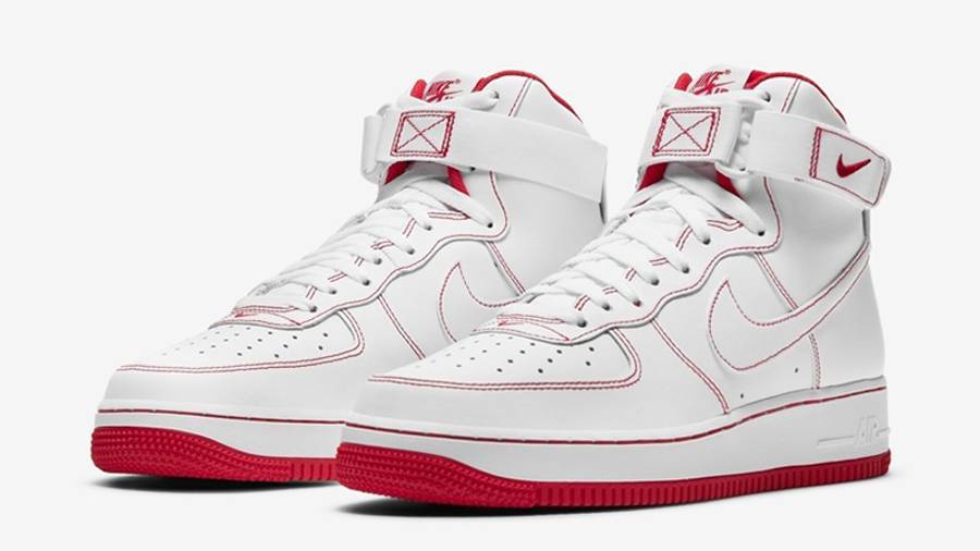 耐克 Nike Air Force 1 High White Red 缝线 洛克公园 高帮 CV1753-100