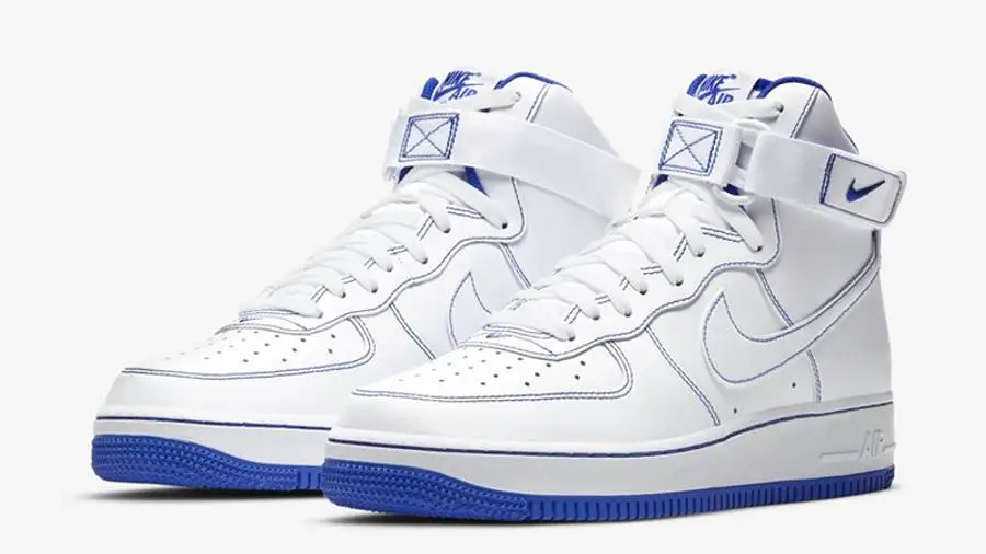 耐克 Nike Air Force 1 High White Blue 白蓝 缝线 CV1753-101