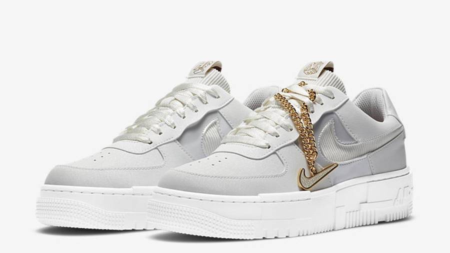 耐克 Nike Air Force 1 Pixel Grey Gold Chain 空军一号 解构风格 DC1160-100