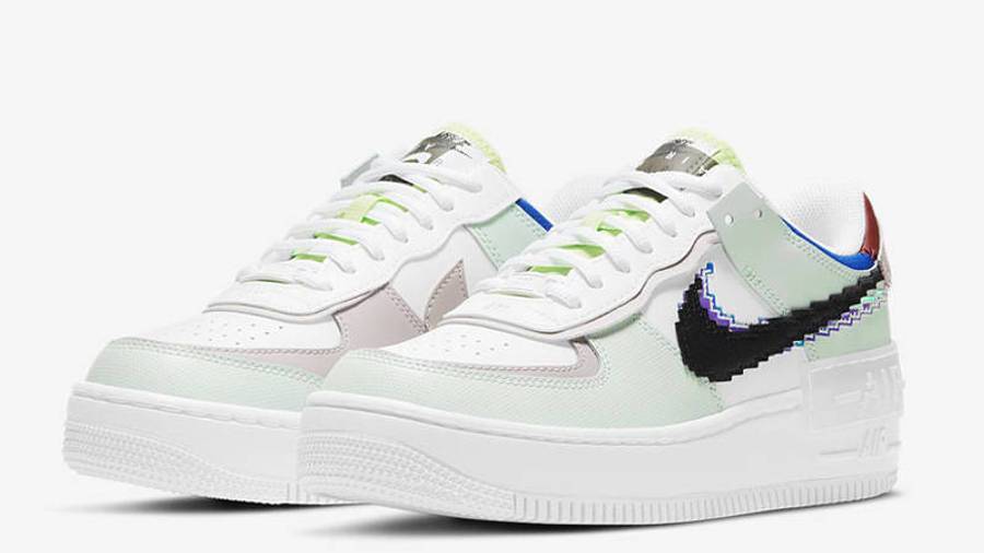 耐克 Nike Air Force 1 Shadow Pixel Swoosh White Green 空军一号 内增高 拼接马卡龙 CV8480-300