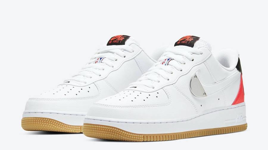 NBA x Nike Air Force 1 07 LV8 White Bright Crimson 空军一号 白色/亮红色 CT2298-101