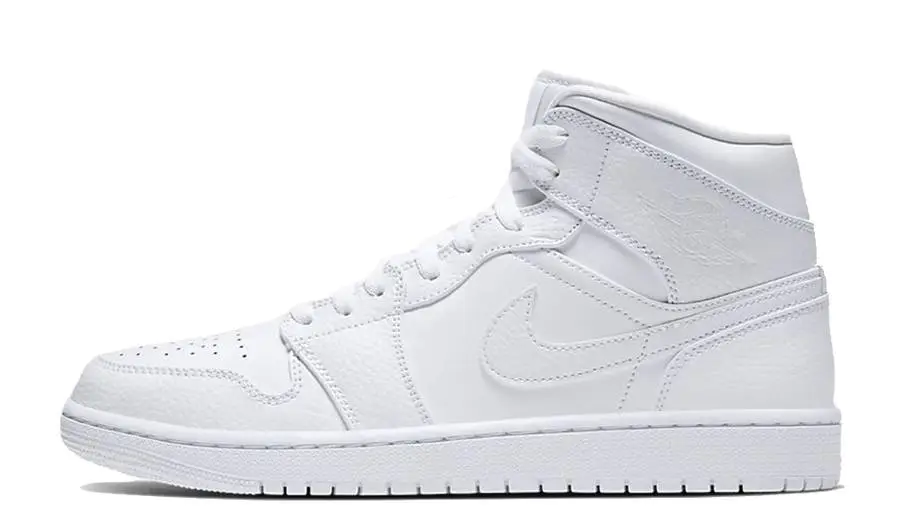 乔丹 Air Jordan 1 Mid Triple White AJ1中帮 全白 554724-130