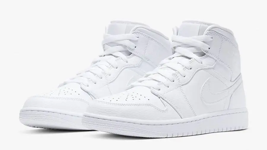 乔丹 Air Jordan 1 Mid Triple White AJ1中帮 全白 554724-130