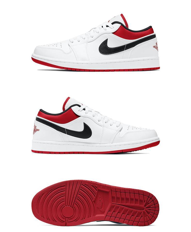 迈克尔·乔丹, 芝加哥, 篮球鞋, 球鞋, AJ1, Air Jordan 1 - 乔丹 Air Jordan 1 Low White University Red Black AJ1 大学红 白红 芝加哥 553558-118