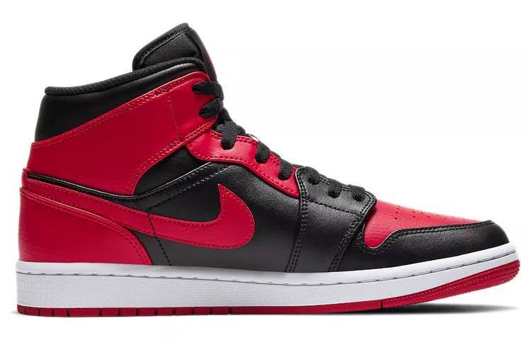 乔丹 Air Jordan 1 Mid Bred AJ1 中帮 黑红 小禁穿 554724-074