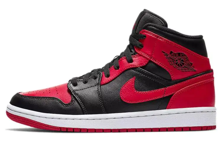 乔丹 Air Jordan 1 Mid Bred AJ1 中帮 黑红 小禁穿 554724-074