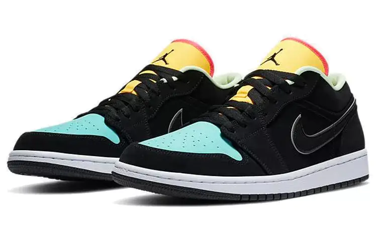 乔丹 Air Jordan 1 Low Black Aurora Green Laser Orange AJ1 低帮 黑蓝黄 拼接 小蒂芙尼 CK3022-013