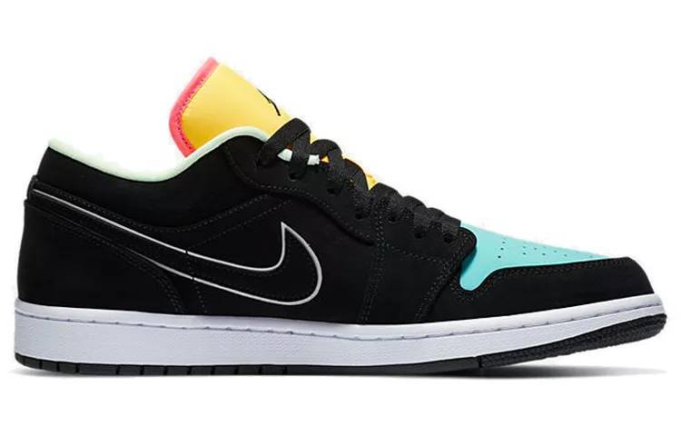 乔丹 Air Jordan 1 Low Black Aurora Green Laser Orange AJ1 低帮 黑蓝黄 拼接 小蒂芙尼 CK3022-013