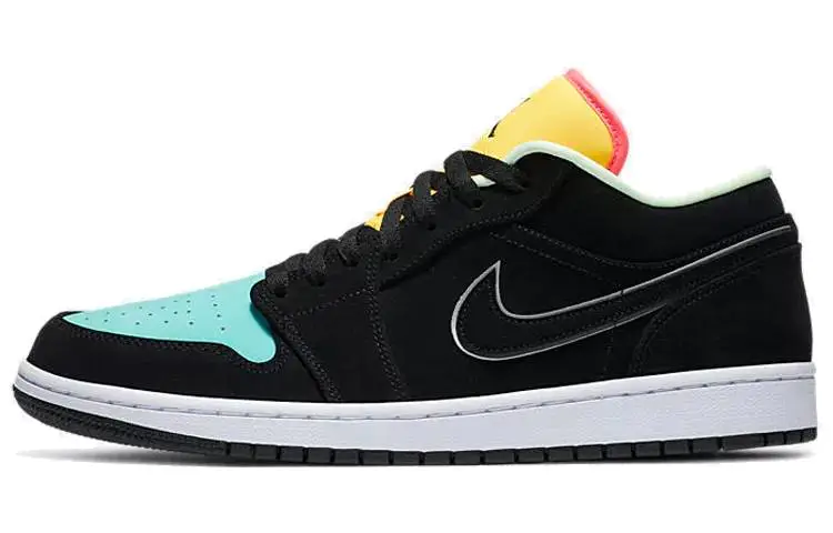 乔丹 Air Jordan 1 Low Black Aurora Green Laser Orange AJ1 低帮 黑蓝黄 拼接 小蒂芙尼 CK3022-013