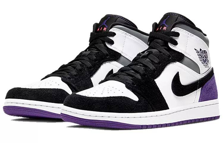 乔丹 Air Jordan 1 Mid SE Varsity Purple 黑白紫 AJ1 中帮 852542-105