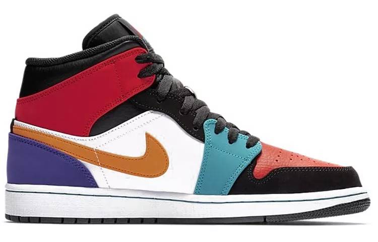 乔丹 Air Jordan 1 Mid White/Red/Multi 彩色 AJ1中帮 554724-125