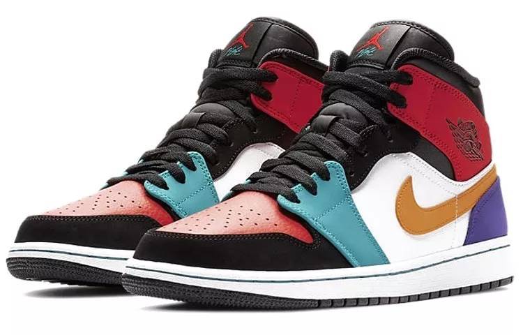 乔丹 Air Jordan 1 Mid White/Red/Multi 彩色 AJ1中帮 554724-125