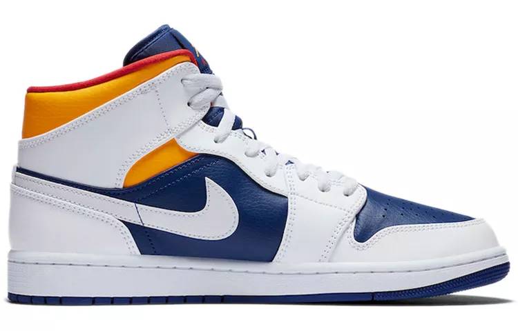 乔丹 Air Jordan 1 Mid Royal Blue Laser Orange 白蓝黄 AJ1 中帮 554724-131