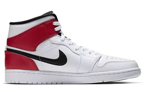 乔丹 Air Jordan 1 Mid White Red 芝加哥 篮球鞋 白红 AJ1 中帮 554724-116