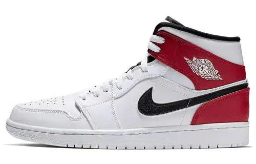 乔丹 Air Jordan 1 Mid White Red 芝加哥 篮球鞋 白红 AJ1 中帮 554724-116