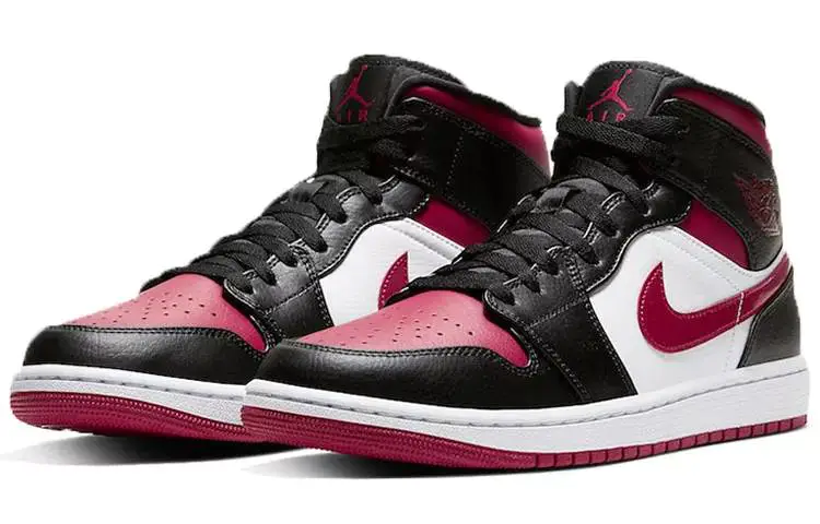 乔丹 Air Jordan 1 Mid Bred Toe 黑红脚趾 篮球鞋 AJ1 中帮 554724-066