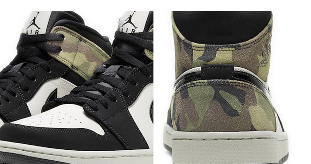 AJ1, Air Jordan 1 Mid, Air Jordan 1 - 乔丹 Air Jordan 1 Mid “Camo” 迷彩熊猫 AJ1 中帮 CW5490-001