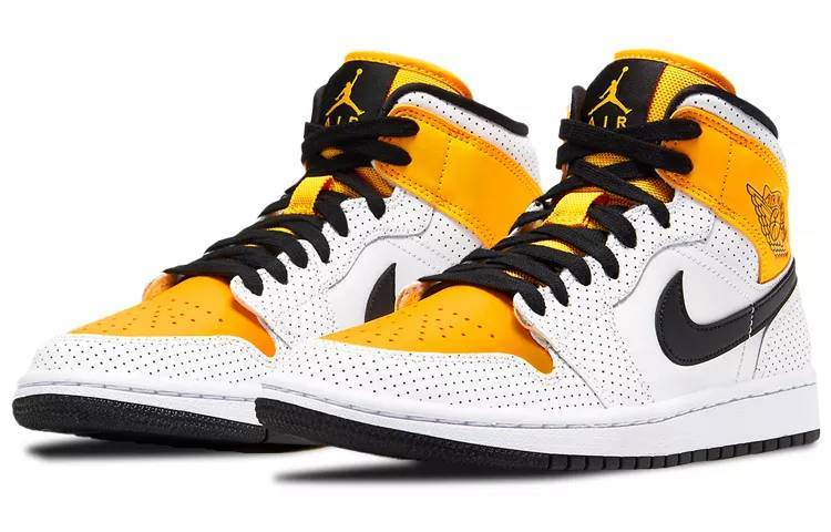 乔丹 Air Jordan 1 Mid “Laser Orange” 白黄黑 AJ1 中帮 BQ6472-107