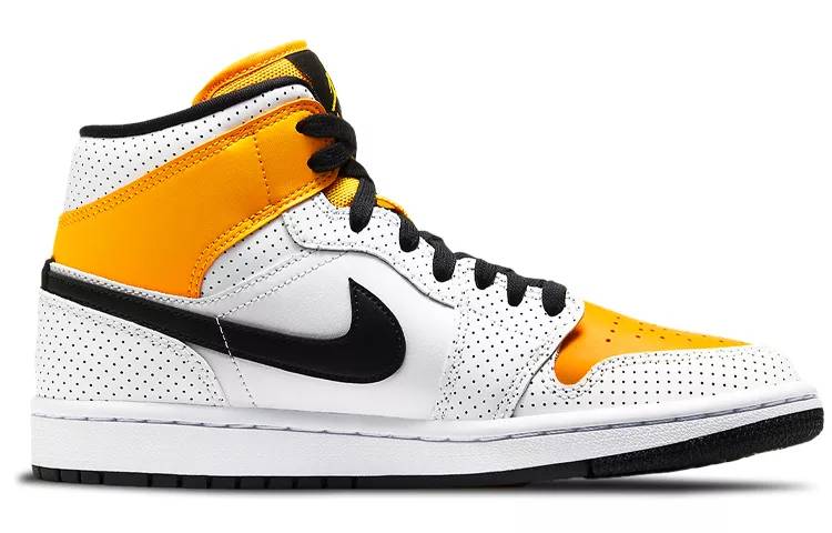 乔丹 Air Jordan 1 Mid “Laser Orange” 白黄黑 AJ1 中帮 BQ6472-107