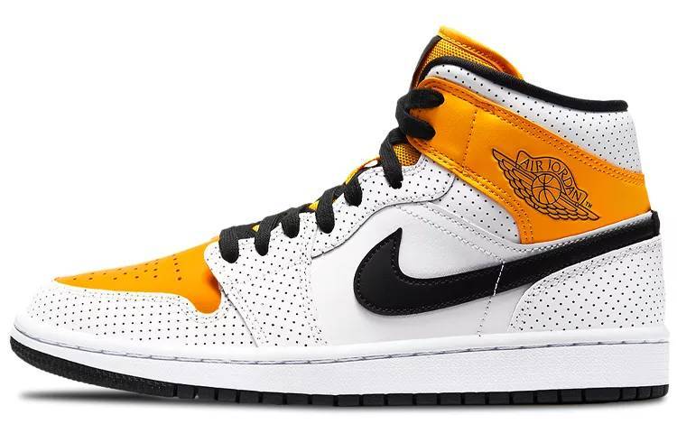 乔丹 Air Jordan 1 Mid “Laser Orange” 白黄黑 AJ1 中帮 BQ6472-107