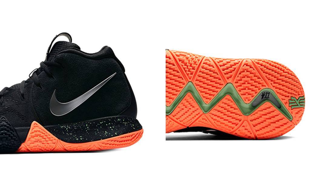 篮球鞋, 球鞋, 实战篮球鞋 - 耐克 Nike Kyrie 4 Black Metallic Silver 黑橙 泼墨 实战篮球鞋 943806-010