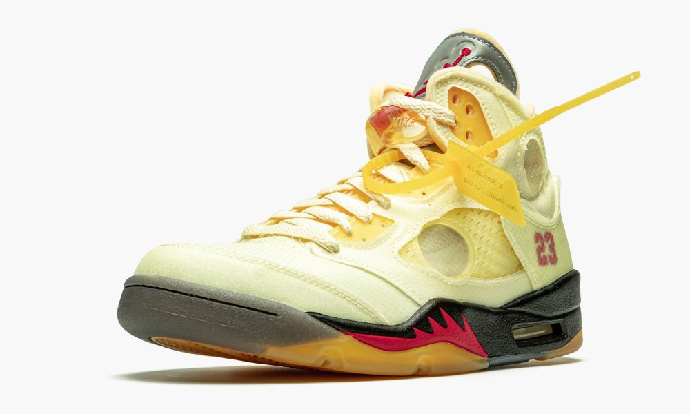 乔丹 Air Jordan 5 x Off-White OW联名乔丹五代复古实战篮球鞋 奶油白帆米白蝉翼配色-DH8565 100