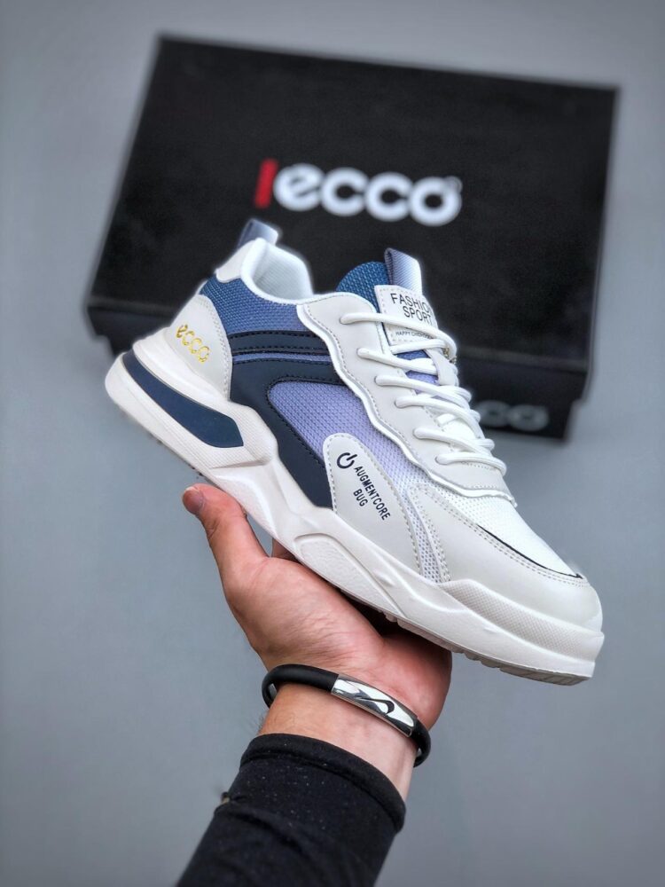 爱步 ECCO 防滑减震 低帮 百搭休闲鞋 白蓝色 服装, 休闲鞋, ECCO - 爱步 ECCO 防滑减震 低帮 百搭休闲鞋 白蓝色