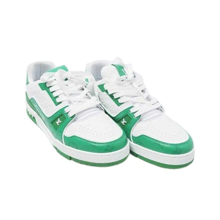 1AANFY 2 - Louis Vuitton 路易威登 Trainer 系带板鞋 男女同款 白绿 1AANFY