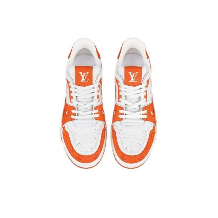 LOUIS VUITTON Trainer 皮革 系带 低帮 板鞋 男女同款 白橙 1AANH5