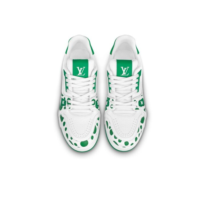 Yayoi Kusama x LOUIS VUITTON Trainer 牛皮 低帮 系带 板鞋 男女同款 白绿 1AB8KQ