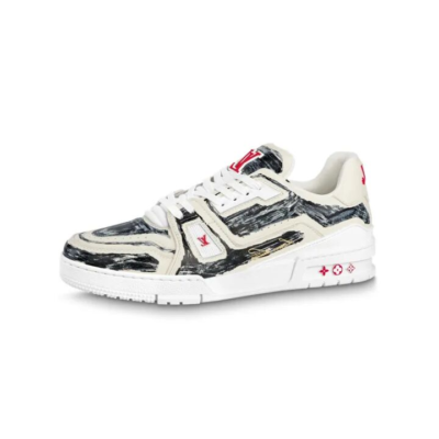 LOUIS VUITTON Trainer 皮革 低帮系带 板鞋 男女同款 蓝白 1ABOFI