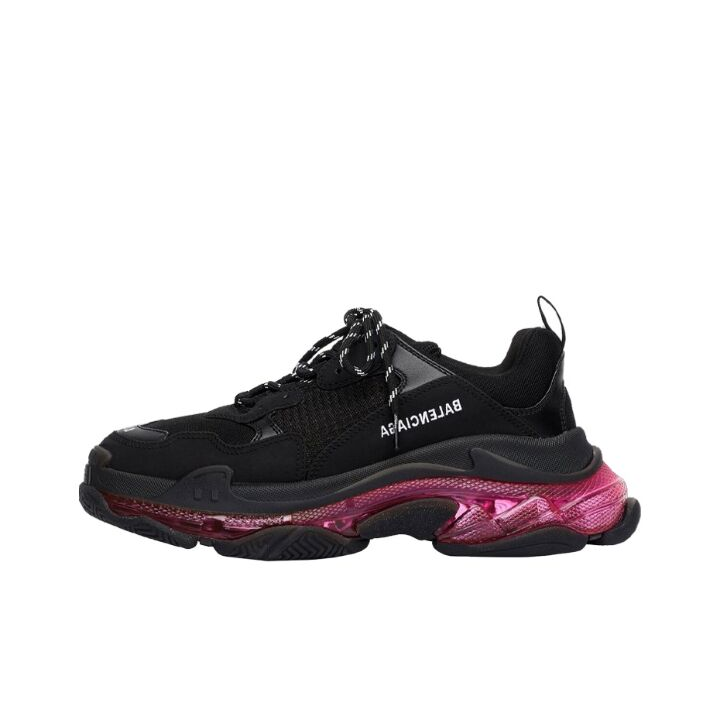 Balenciaga 巴黎世家 Triple S Clear Sole 网布 运动老爹鞋 黑紫