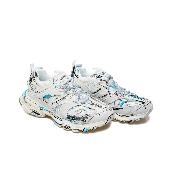 542023W3SRA9014 2 - Balenciaga巴黎世家 Track 1.0 低帮系带 低帮 老爹鞋  白蓝色 542023W3SRA9014