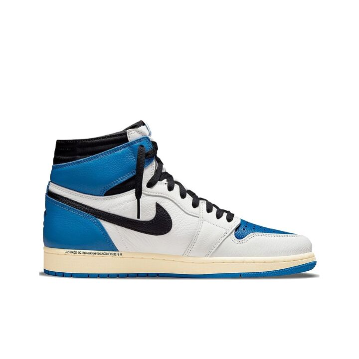 Travis Scott x Fragment x Air Jordan 1 High OG SP “Military Blue” 闪电 倒钩 三方联名 复古高帮篮球鞋 白蓝 DH3227-105