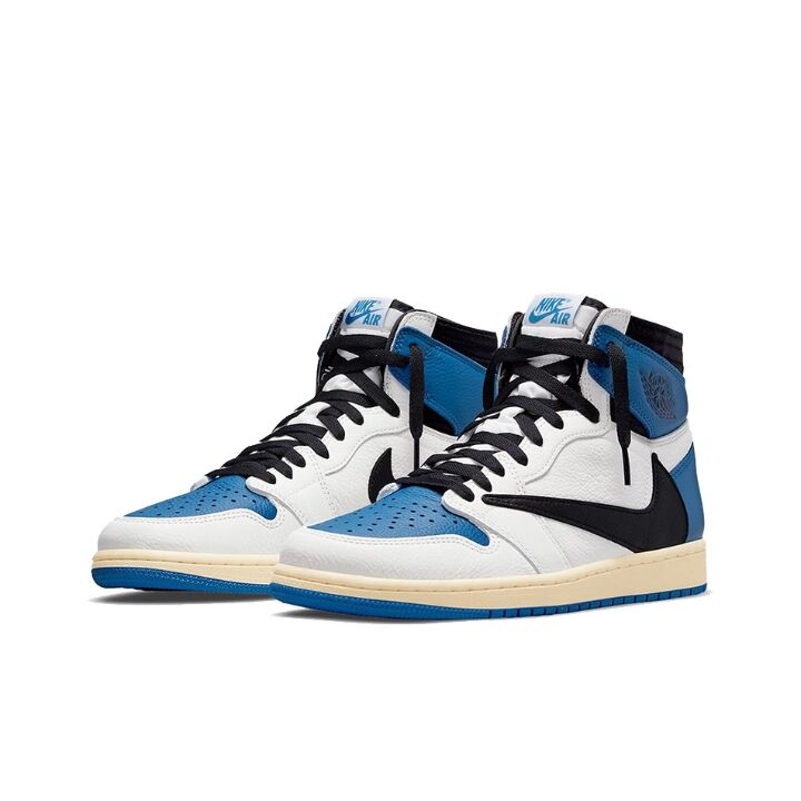 Travis Scott x Fragment x Air Jordan 1 High OG SP “Military Blue” 闪电 倒钩 三方联名 复古高帮篮球鞋 白蓝 DH3227-105