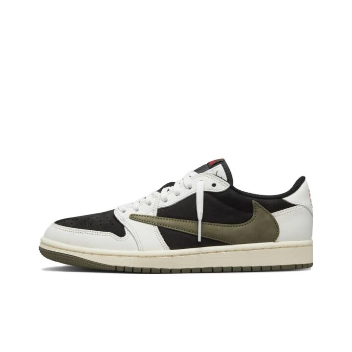 Travis Scott x Jordan Air Jordan 1 Low “Medium Olive” 联名款 复古篮球鞋 女款 黑绿橄榄 倒钩5.0 DZ4137-106