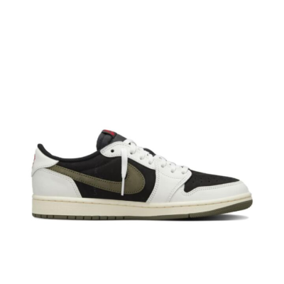 Travis Scott x Jordan Air Jordan 1 Low “Medium Olive” 联名款 复古篮球鞋 女款 黑绿橄榄 倒钩5.0 DZ4137-106