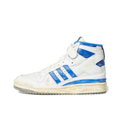 adidas originals FORUM 84 High AEC 复古 做旧 高帮 板鞋 男女同款 水洗蓝